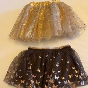 Two 12 month tutu's in gold and brown.